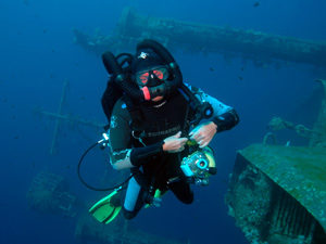 Diver on rebreather