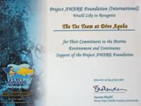 Project AWARE Technical Dive team award