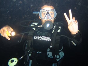 Diver with torch