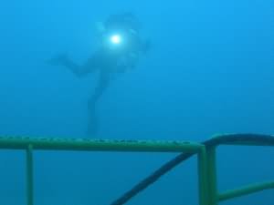 Diver approaching ramp